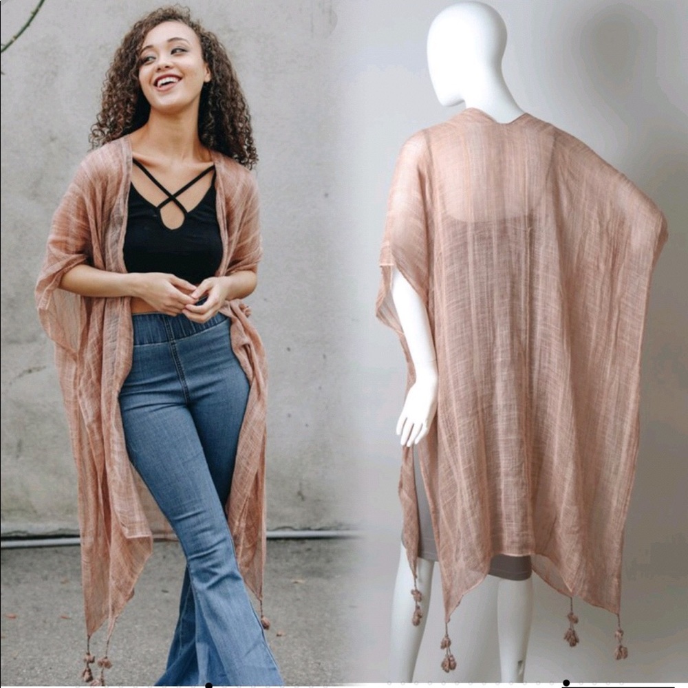 LAST 1 New Bohemian Striped Kimono Cardigan Beach Wrap - Picture 3 of 7
